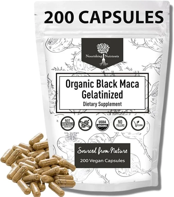 Organic Gelatinized Black Maca – 3X Stronger | 200 Capsules